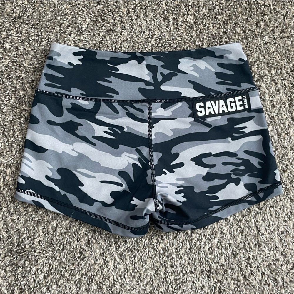Savage Barbell Camo Weightlifting Workout Shorts - XS